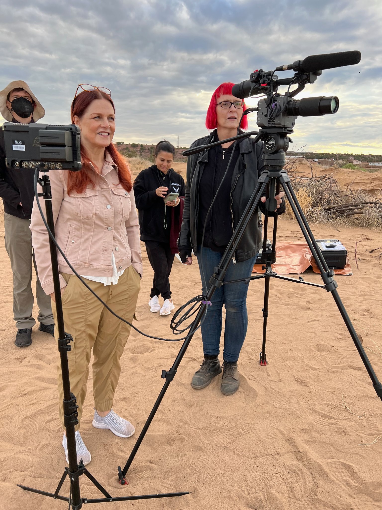 Anne Welles and DP with crew on location — Navajo Nation
