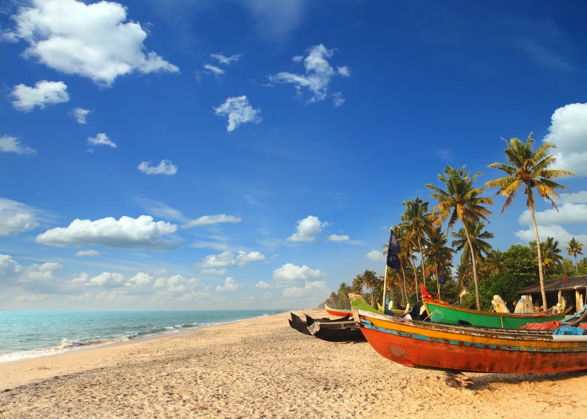 Kerala fishing boats on the beach